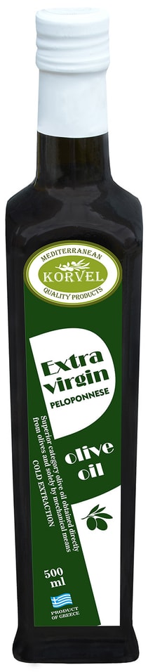 Масло оливковое Korvel Extra Virgin Пелопонесс 500мл от Vprok.ru