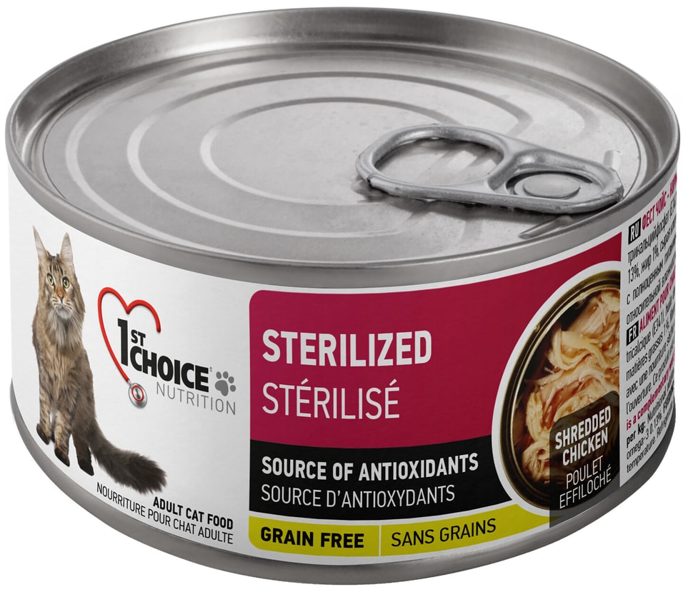 Влажный корм для кошек 1st Choice Sterilized курица с сардиной 85г Влажный корм для кошек 1st Choice Sterilized курица с сардиной 85г