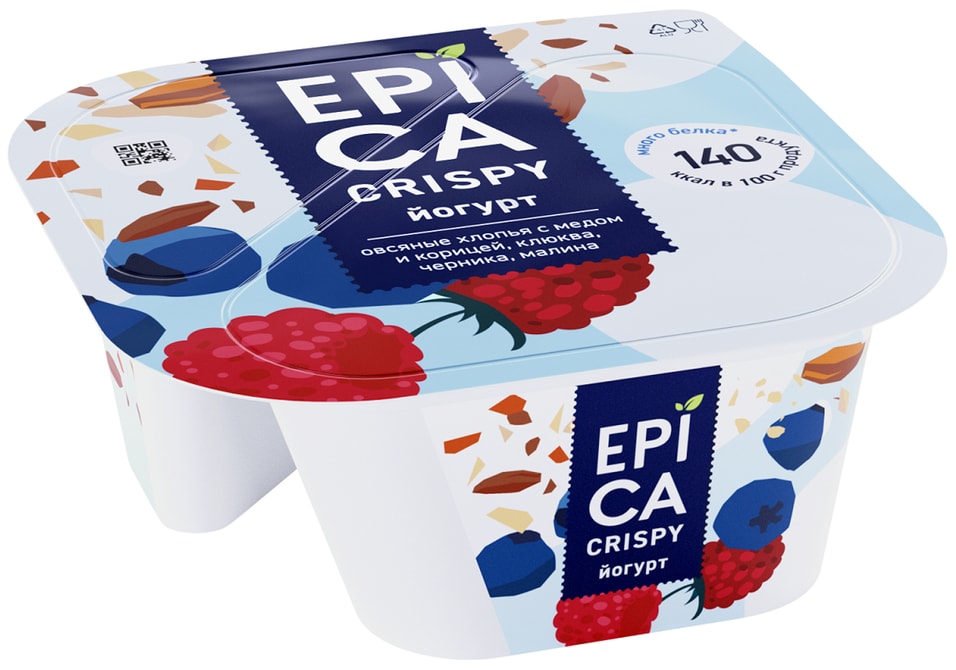 Йогурт Epica Crispy Натуральный со смесью из мюсли и сушеных ягод 6.5% 140г