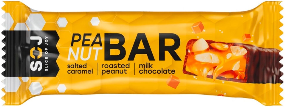 Батончик Soj Peanut Bar арахис в соленой карамели с ирисо-сливочным вкусом 40г 50₽