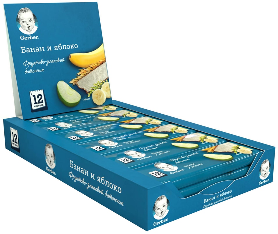 Батончик фруктовый Gerber Яблоко и банан 25г (упаковка 3 шт.)