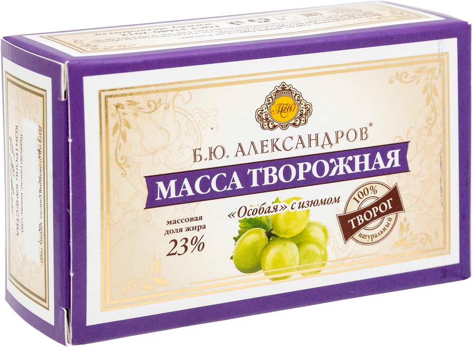 Масса творожная Б.Ю.Александров Особая с изюмом 23% 100г