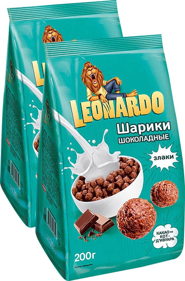 Готовый завтрак Leonardo Шарики шоколадные 200г (упаковка 2 шт.)