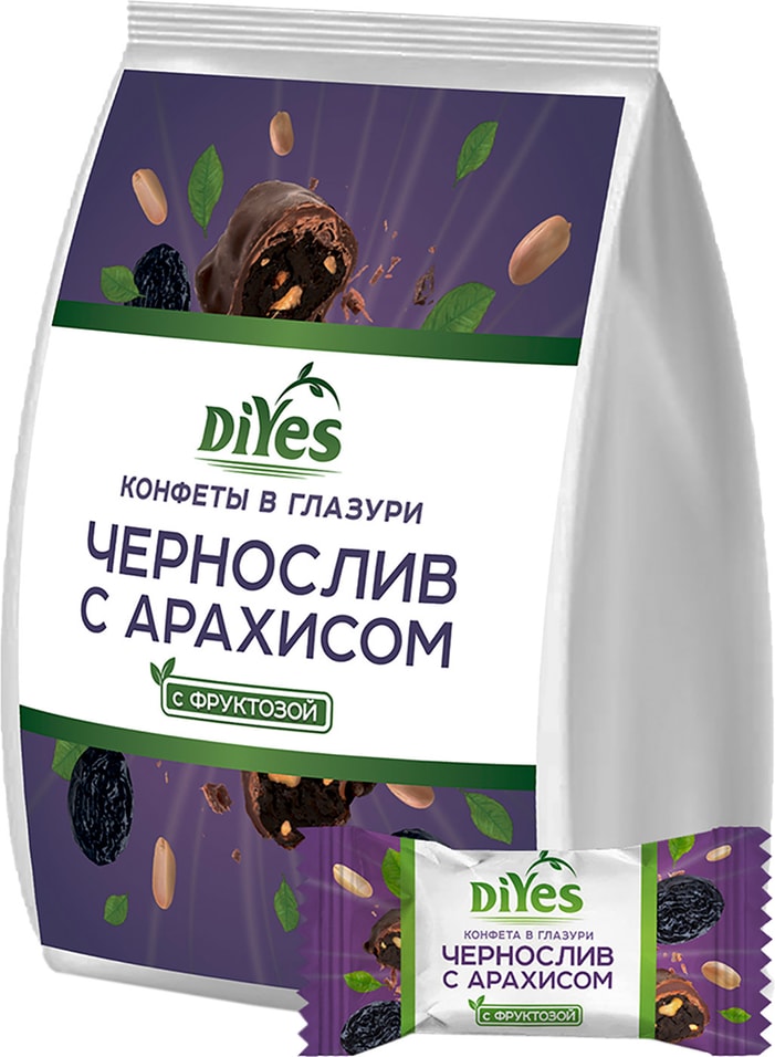 Конфеты DiYes Чернослив с арахисом в глазури 250г от Vprok.ru