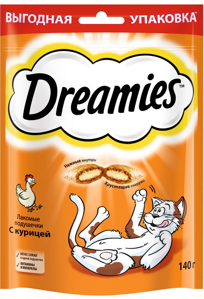 Лакомство для кошек Dreamies подушечки с курицей 140г Лакомство для кошек Dreamies подушечки с курицей 140г