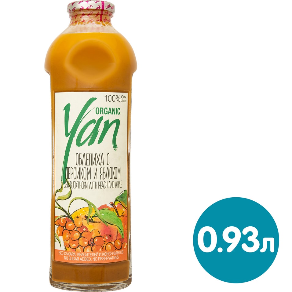 Сок Yan Organic Облепиха с персиком и яблоком 930мл