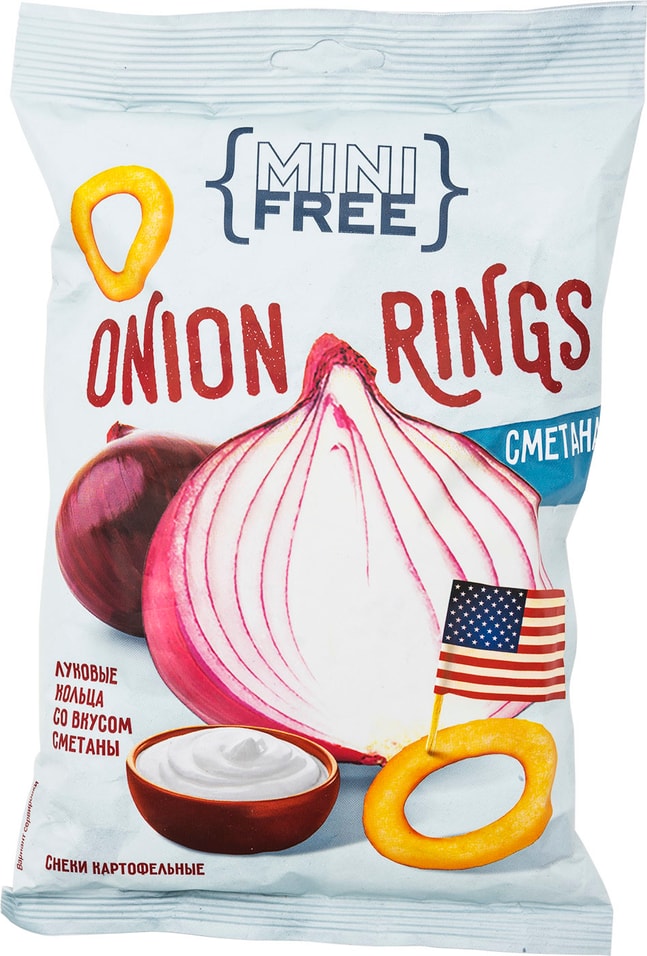 Снеки Minifree Луковые кольца сметана 45гс доставкой!