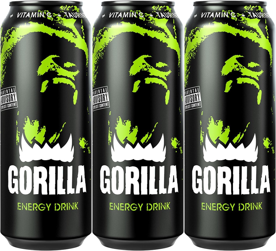Напиток Gorilla энергетический 450мл (упаковка 3 шт.)