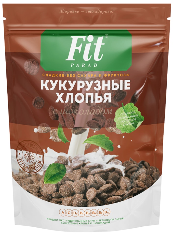 Хлопья Fitparad Кукурузные шоколадные 200гс доставкой 179₽