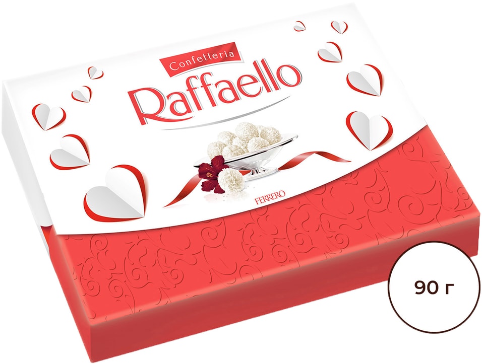 Конфеты Raffaello с цельным миндальным орехом в кокосовой обсыпке 90г 332₽