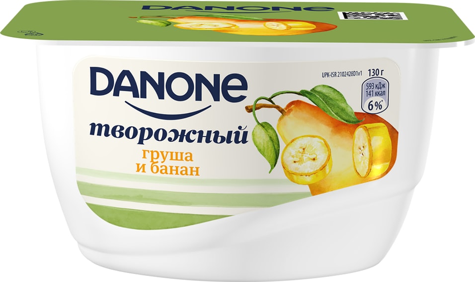 Продукт творожный Danone Груша и банан 3.6% 130г от Vprok.ru