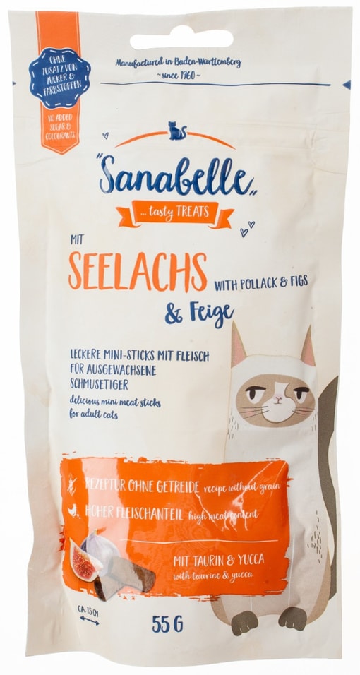 Лакомство для кошек Sanabelle Snack с сайдой и инжиром 55г Лакомство для кошек Sanabelle Snack с сайдой и инжиром 55г