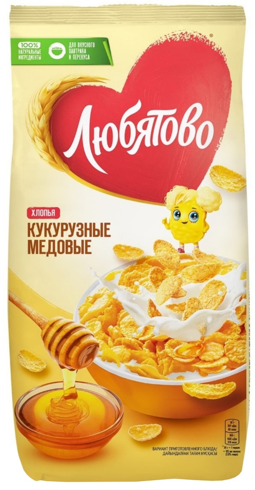 Хлопья Любятово Кукурузные медовые 250гс доставкой 109₽