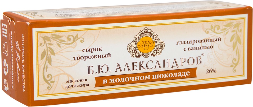 Сырок глазированный Б.Ю.Александров в молочном шоколаде 26% 50г от Vprok.ru