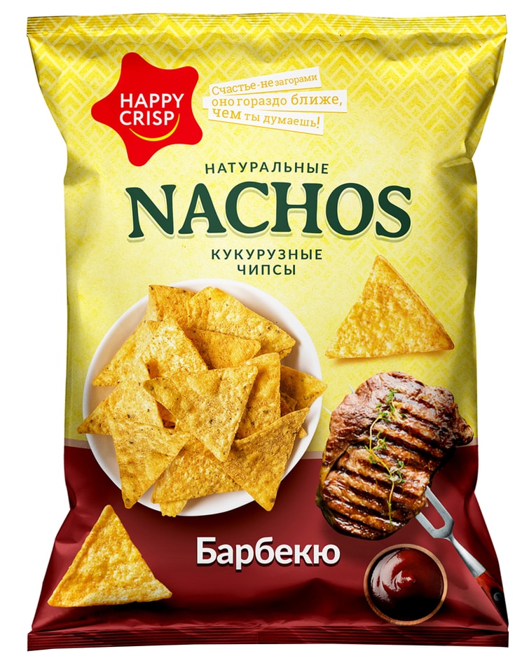 Чипсы Happy Crisp кукурузные Nachos Барбекю 75г 67₽