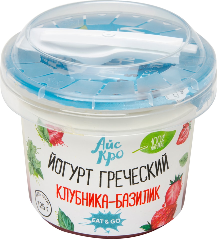 Йогурт Icecro Греческий Клубника Базилик 3% 125г