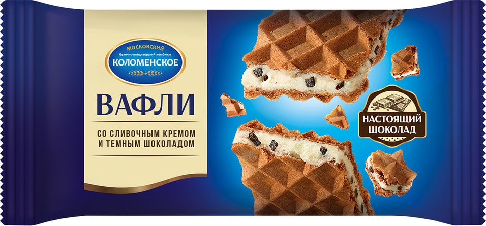 Вафли Коломенское со сливочным кремом и темным шоколадом 104г от Vprok.ru
