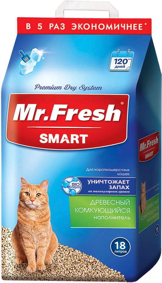 Наполнитель для кошачьего туалета Mr.Fresh Smart для короткошерстных кошек 18л