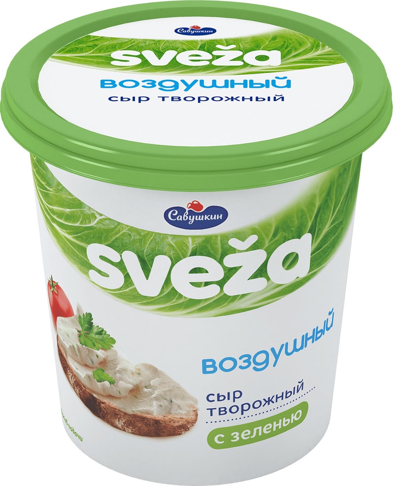 Сыр творожный Sveza Воздушный с зеленью 60% 150г от Vprok.ru