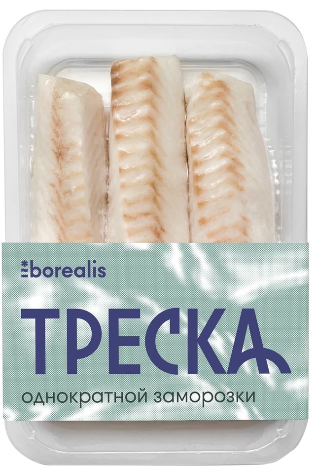 Треска Borealis Атлантическая филе без кожи спинка замороженное 400г