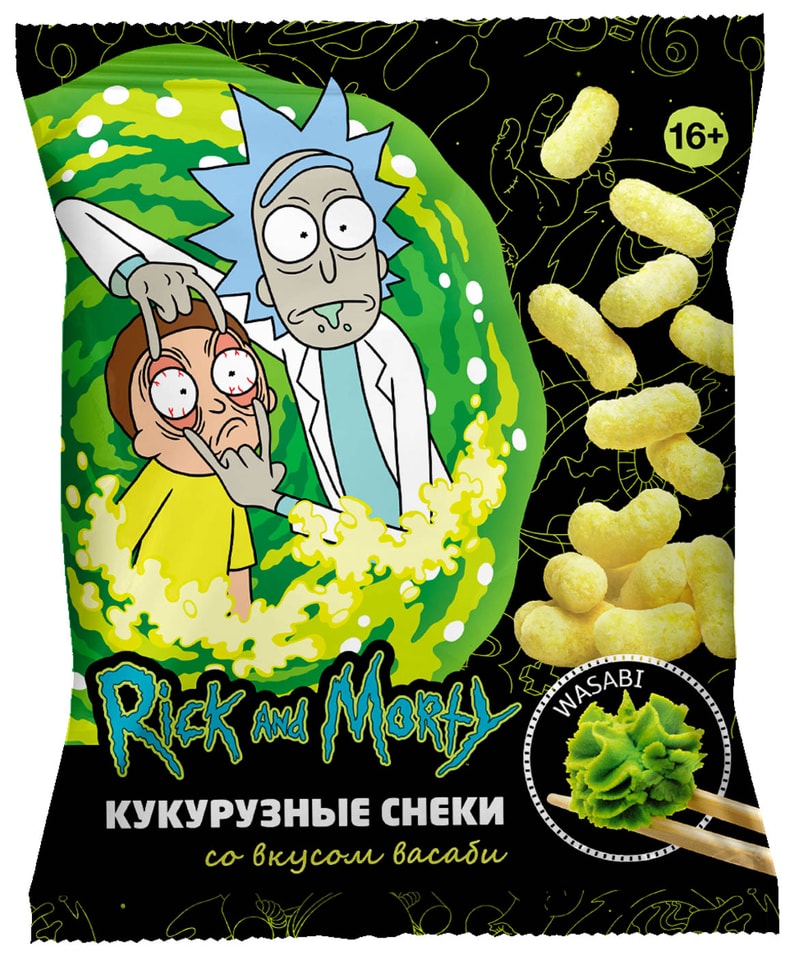 Палочки кукурузные Crunch Time Рик и Морти со вкусом васаби 75г от Vprok.ru