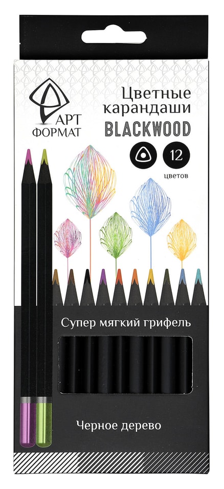 Набор карандашей АртФормат Черное дерево 12 цветов 249₽