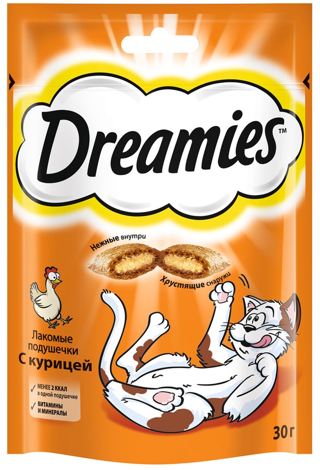 Лакомство для кошек Dreamies подушечки с курицей 30г