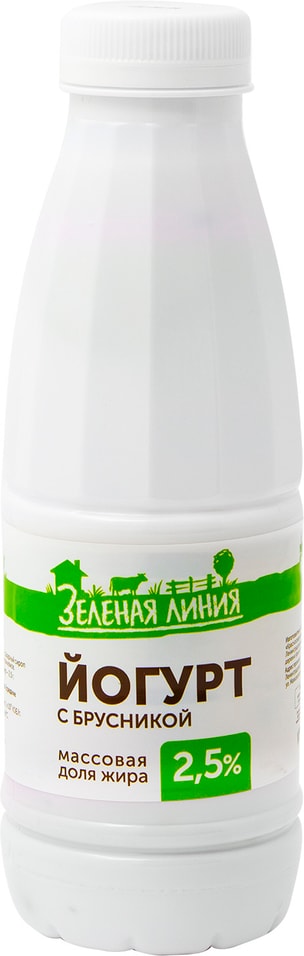 Йогурт питьевой Маркет Зеленая линия с брусникой 2.5% 500г от Vprok.ru
