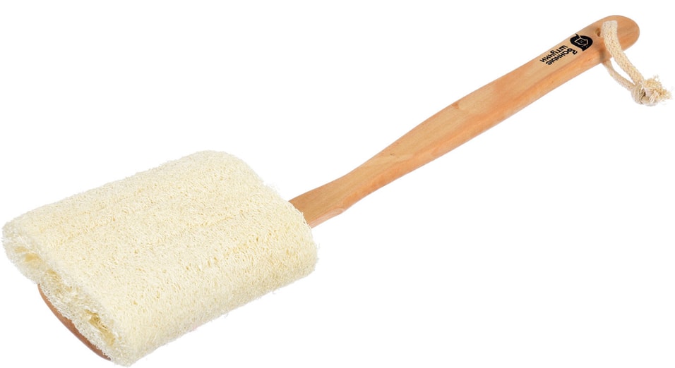 Мочалка для тела Банные Штучки из люфы на деревянной ручке 40см