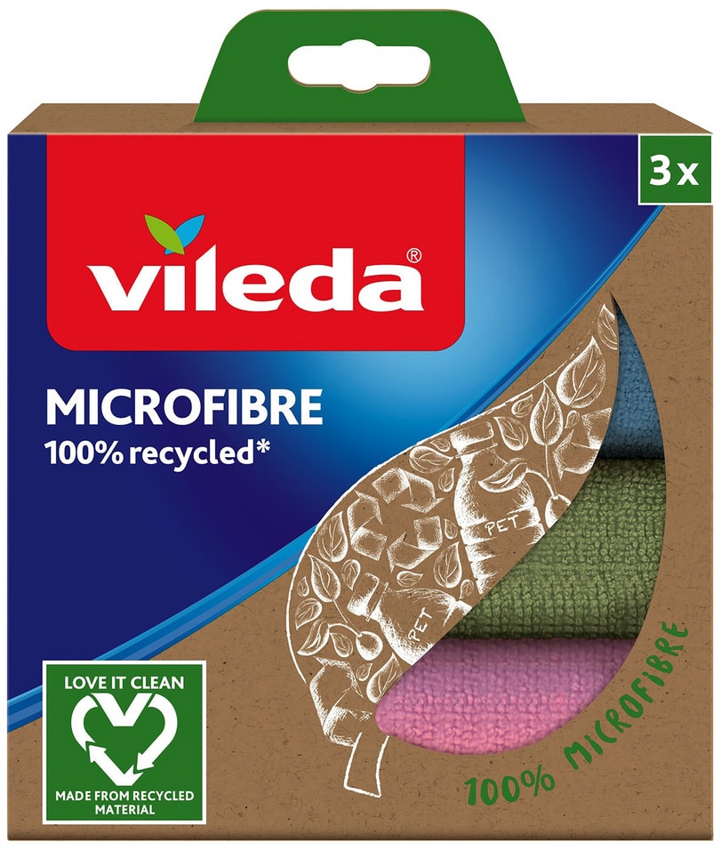 Салфетка Vileda 100% Recycled  из микрофибры 3шт