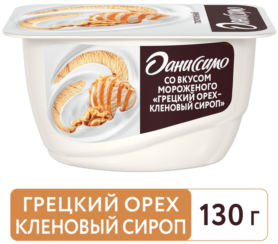 Продукт творожный Даниссимо со вкусом мороженого Грецкий орех-Кленовый сироп 5.9% 130г