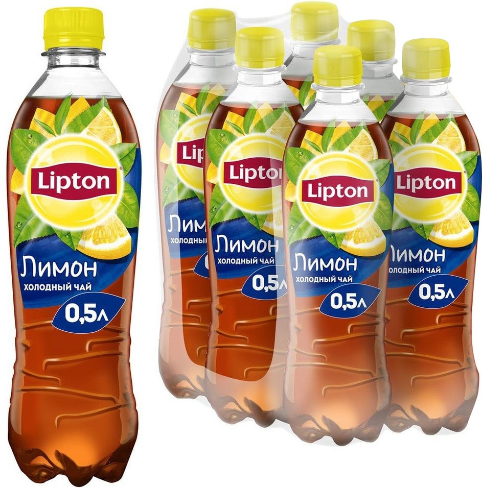 Чай холодный Lipton Лимон 500мл (упаковка 6 шт.)