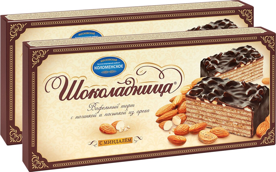 Вафельный торт Шоколадница с миндалем 270г (упаковка 2 шт.)
