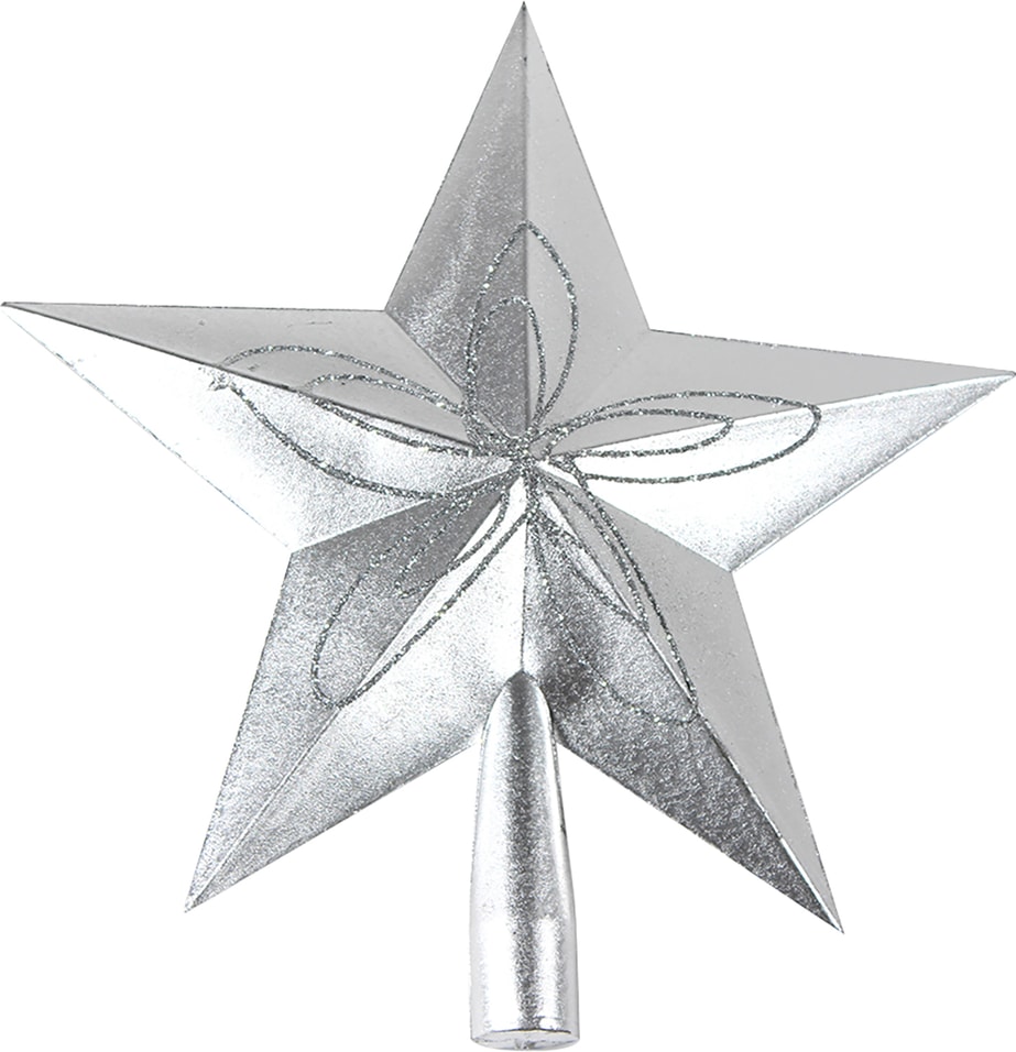 Верхушка на елку Красивая звезда серебряная 23х24см 131₽