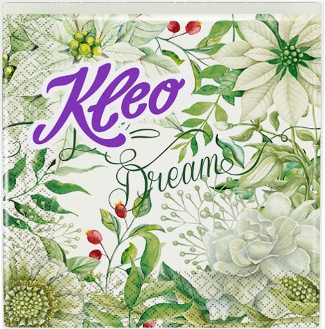 Салфетки бумажные Kleo белые цветы 3 слоя 33*33см 20шт