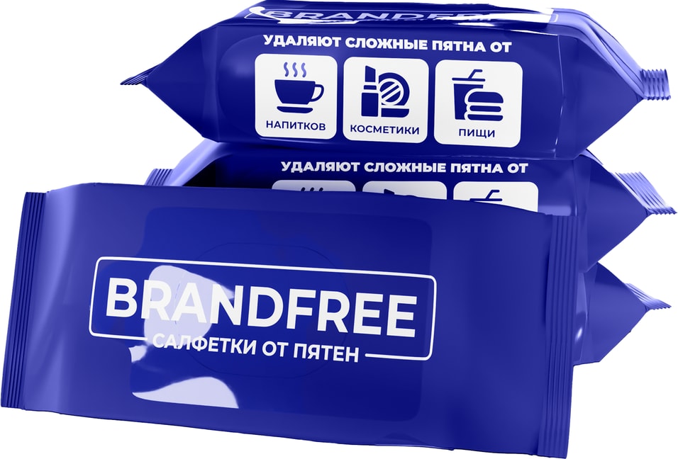 Набор влажных салфеток Brandfree от пятен на одежде и тканях 24шт*3шт