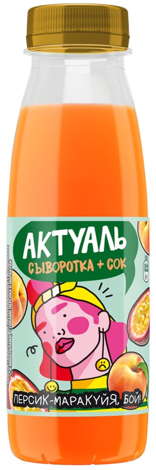 Напиток Актуаль на сыворотке Персик-Маракуйя 310г от Vprok.ru
