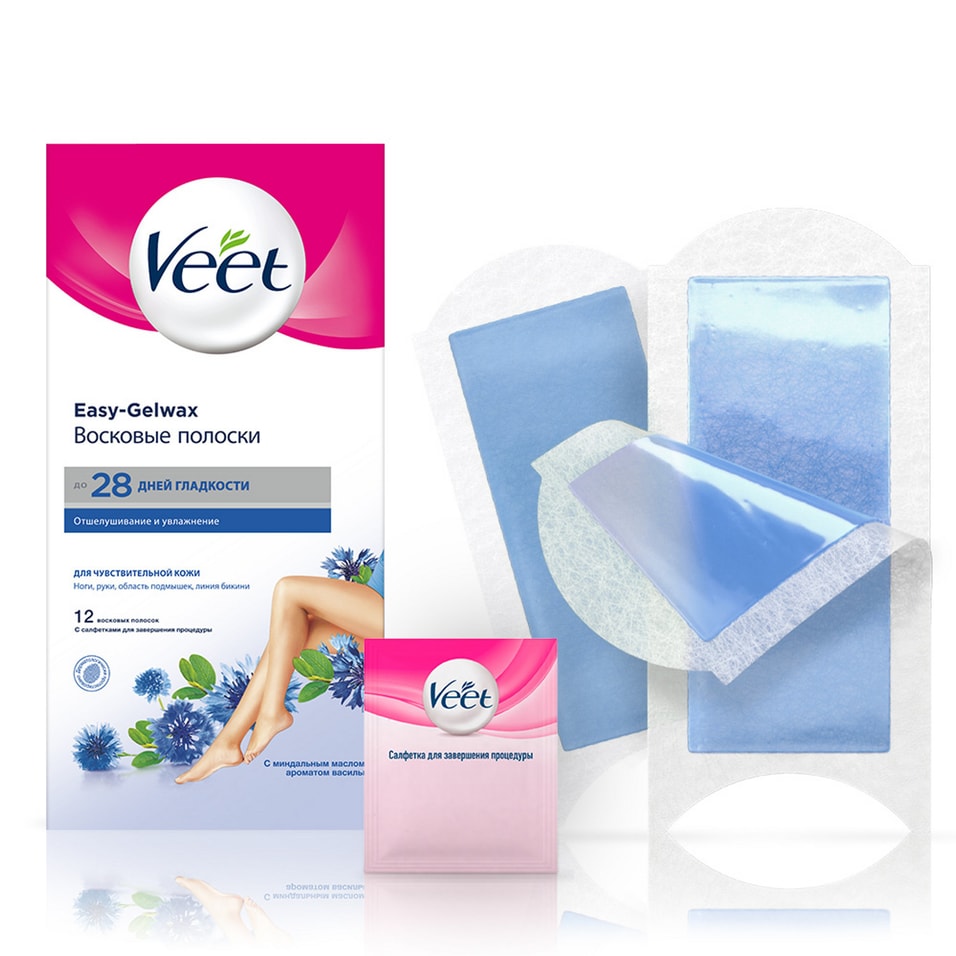 Полоски для депиляции Veet восковые для чувствительной кожи 12шт