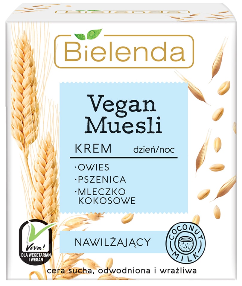 Крем для лица Bielenda Vegan Muesli Пшеница+Овес+Кокосовое молоко увлажняющий 50мл