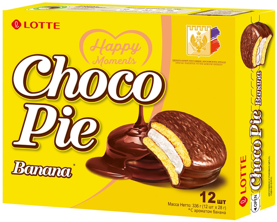 Печенье Lotte Choco Pie Banana в глазури 12шт*28г