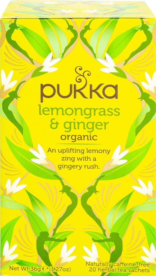 Чай травяной Pukka Lemongrass&Ginger для восполнения энергии 20*1.8г