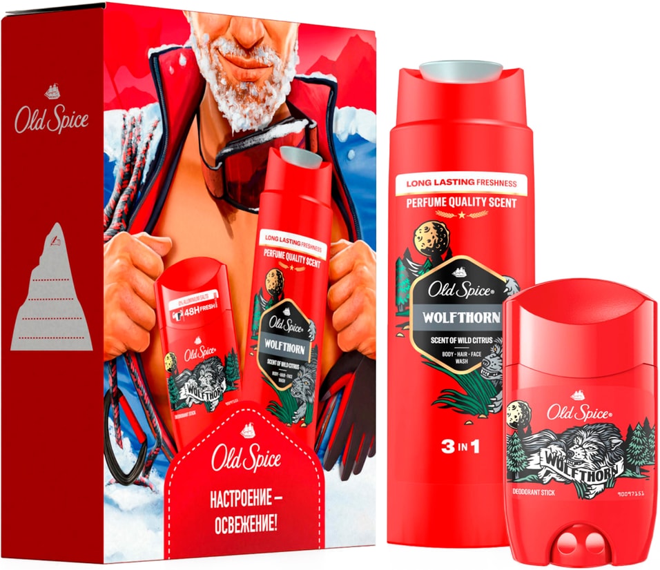 Подарочный набор Old Spice Wolfthorn Дезодорант 50мл Гель для душа Capitan 250мл в ассортименте 809₽