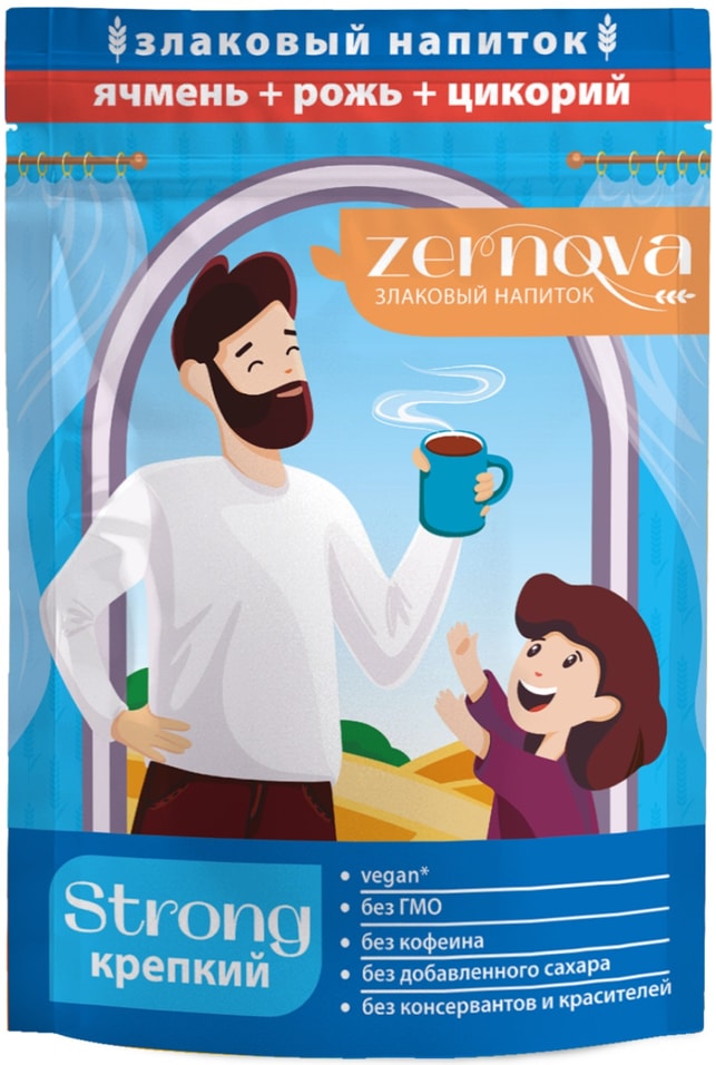 Напиток Zernova Strong Ячмень Рожь Цикорий злаковый растворимый 200г