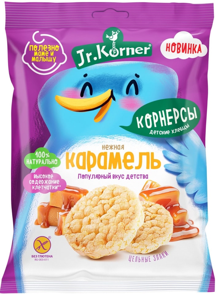 Мини-хлебцы Jr.Korner рисовые Молочная Карамель 30г от Vprok.ru