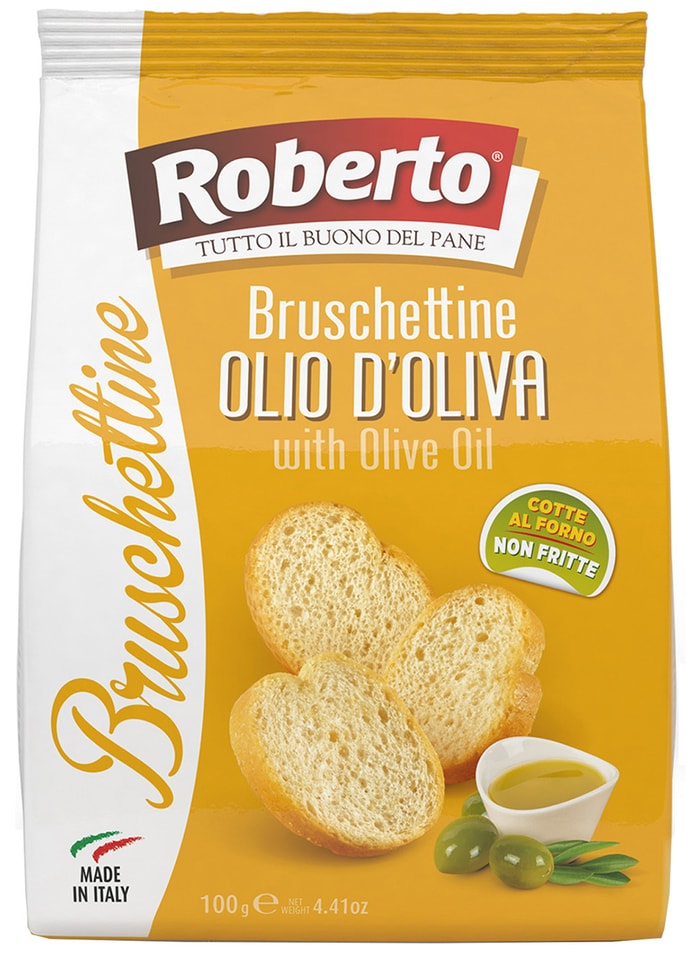 Хлебцы Roberto Брускеттине хрустящие с оливковым маслом 100г
