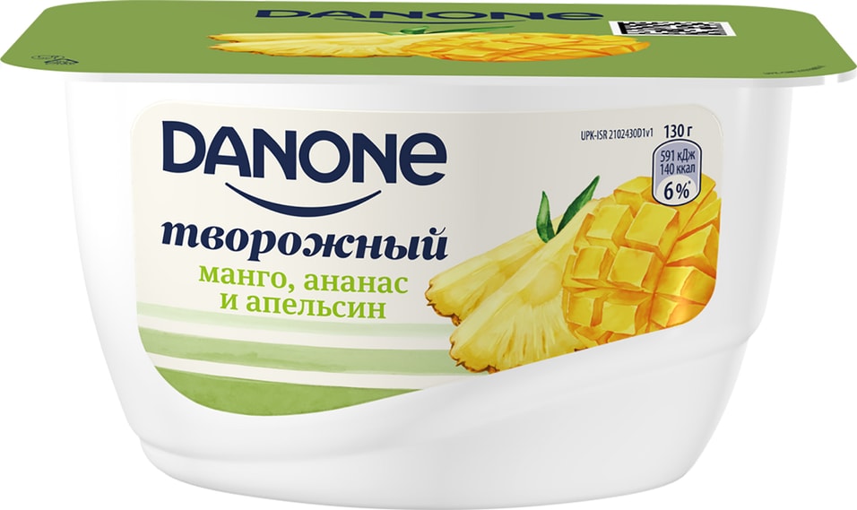 Продукт творожный Danone Манго ананасом и апельсином 3.6% 130г от Vprok.ru