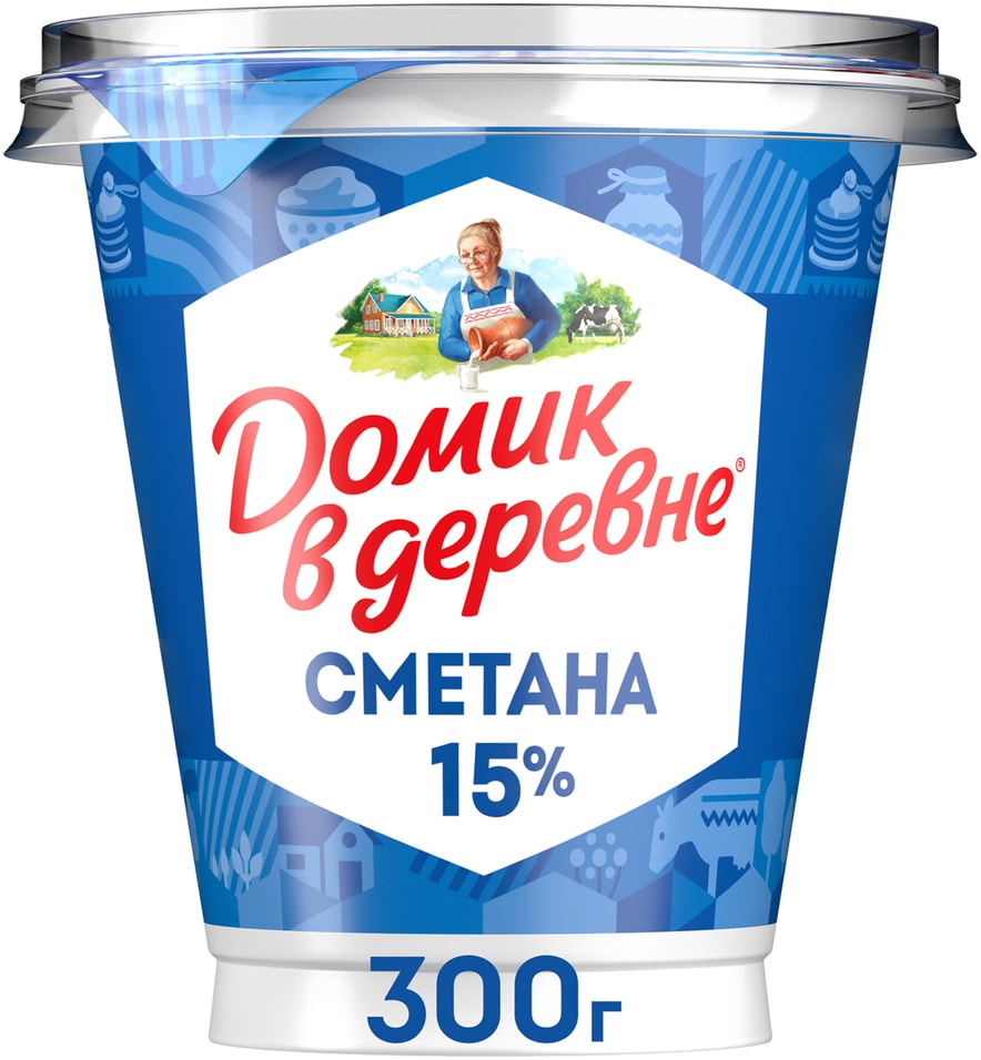 Сметана Домик в деревне 15% 300г - Vprok.ru Перекрёсток