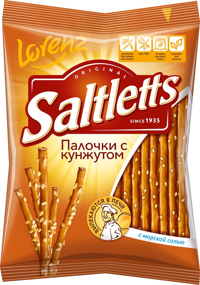 Палочки Lorenz Saltletts Хлебные с кунжутом 60г от Vprok.ru