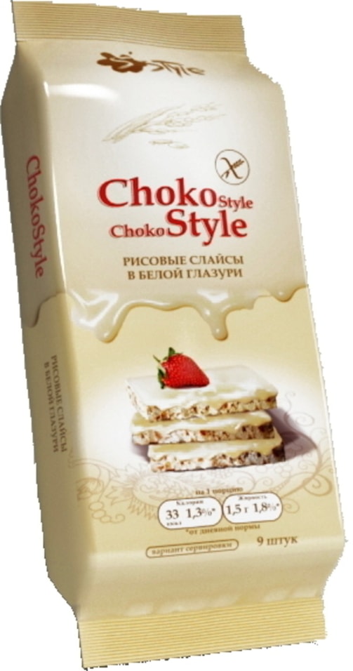 Слайсы рисовые Choko Style в белой глазури 68г от Vprok.ru
