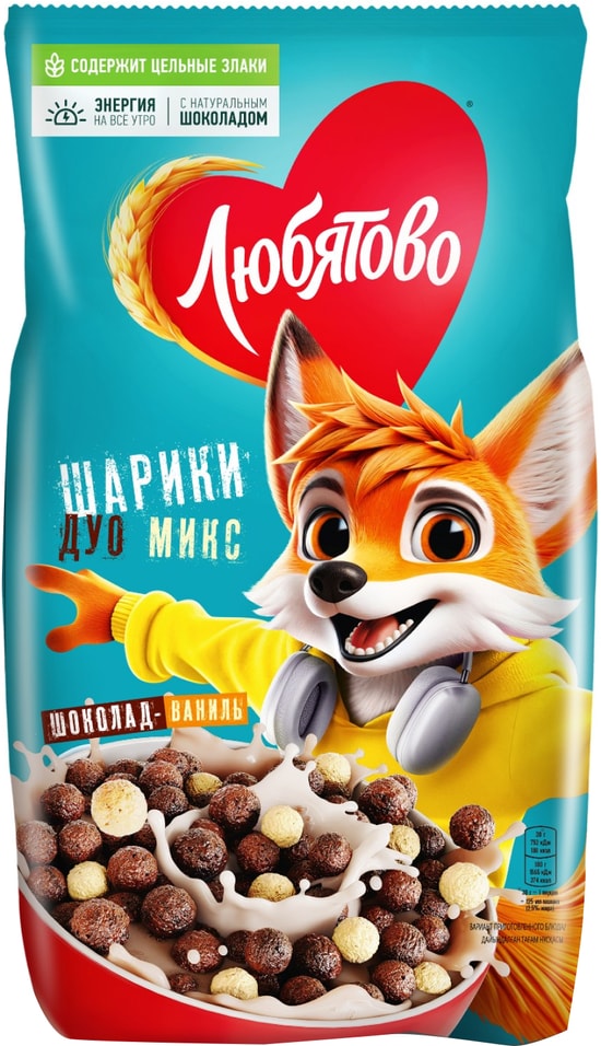 Готовый завтрак Любятово Шарики шоколадные Дуо Микс 200г 100₽